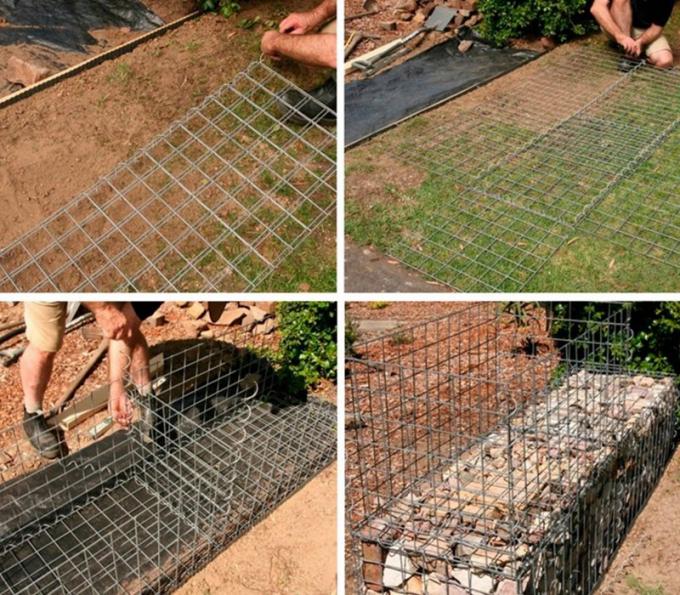 75*75mm Hole Size Galvanized Welded Gabion Box With Stones For Garden 2