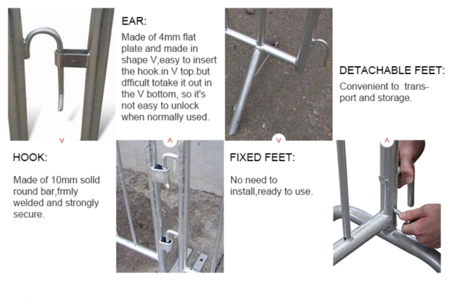 Sustainable Car 47" Metal Crowd Barriers Temporary Pool Fence 2