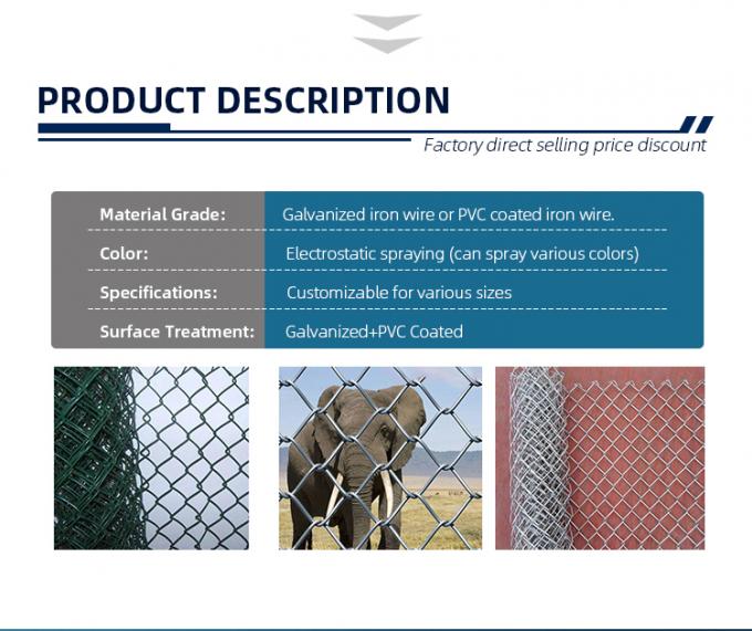Galvanized Wire Chain Link Fence With High Tensile Metal Rolls 6 Feet Length Or Customizable 3