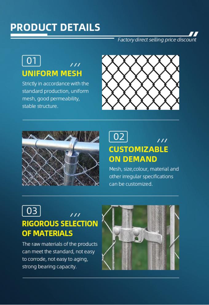 Galvanized Wire Chain Link Fence With High Tensile Metal Rolls 6 Feet Length Or Customizable 4