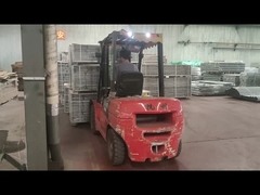 The packed goods are being placed in the warehouse