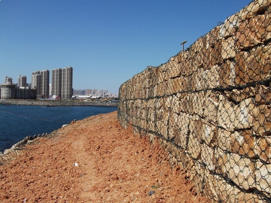 Zinc Coating Wire Gabion Fence System Woven Stone Cage 10ft X 6ft