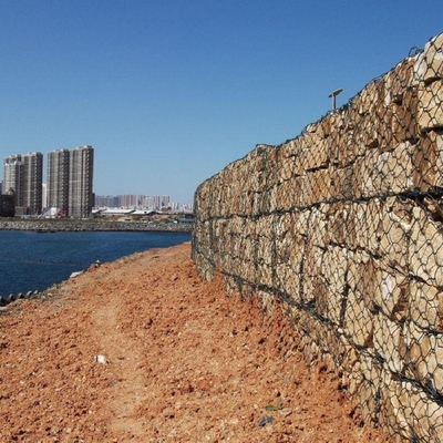 80 X 100 Mm Crimped Gabion Fence System / Woven Gabion Baskets