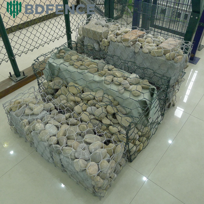 80 X 100 Mm Crimped Gabion Fence System / Woven Gabion Baskets