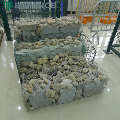 Woven Stone Filled Galvanized Gabion Boxes Basket 8x10cm Hexagonal Hole