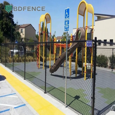 Tennis Court Galvanized Chainlink Fence Roll Cyclone Wire Diamond Mesh Black Pvc Coated 6ft 8ft Mesh Opening 50*50mm