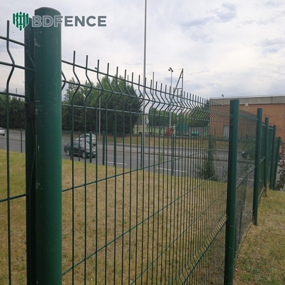 Wire Dia 5mm Metal Mesh Fencing RAL 6005 Green Powder Coated 3D Fence Panel Triangle Bending Fence For Construction Site