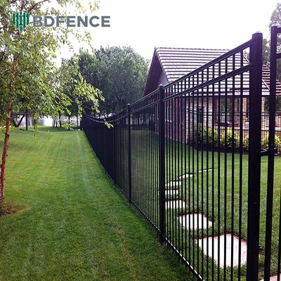 Residential Metal Picket Fence Panel Black Powder Coated Square Tube Anti Rust Galvanized Steel Fence