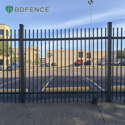 Residential Metal Picket Fence Panel Black Powder Coated Square Tube Anti Rust Galvanized Steel Fence
