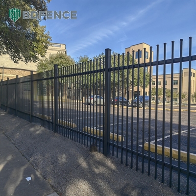 Residential Metal Picket Fence Panel Black Powder Coated Square Tube Anti Rust Galvanized Steel Fence
