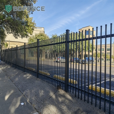 Residential Metal Picket Fence Panel Black Powder Coated Square Tube Anti Rust Galvanized Steel Fence