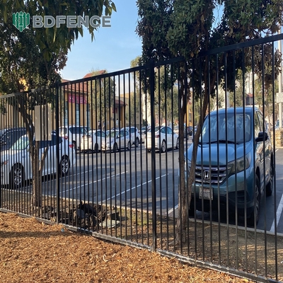 Residential Metal Picket Fence Panel Black Powder Coated Square Tube Anti Rust Galvanized Steel Fence