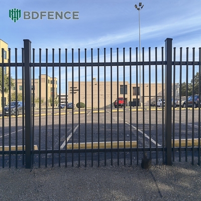 Residential Metal Picket Fence Panel Black Powder Coated Square Tube Anti Rust Galvanized Steel Fence