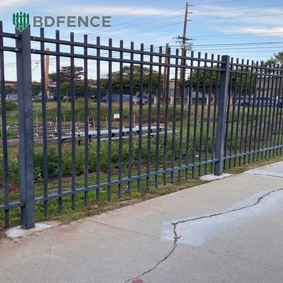 Outdoor Heavy Duty 6 ft Wrought Iron Fence Black Coated Steel Matting Tubular Fence