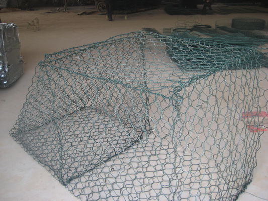 Woven Stone Filled Galvanized Gabion Boxes Basket 8x10cm Hexagonal Hole