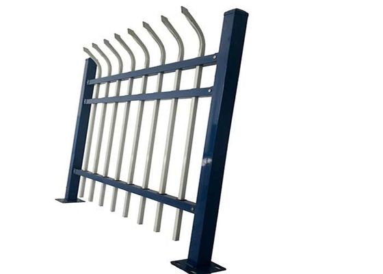Modern Black Garden Zinc Post Square Tube Panels Wrought Iron Steel Fence With 7ft Width