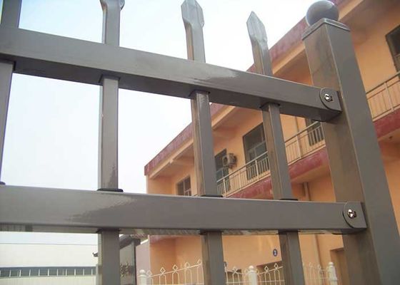 Modern Black Garden Zinc Post Square Tube Panels Wrought Iron Steel Fence With 7ft Width