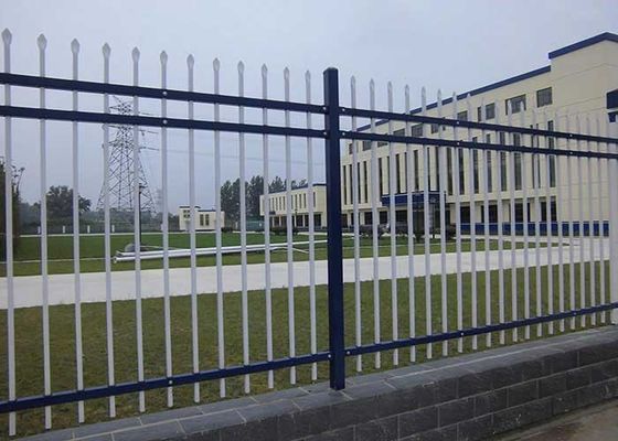 horizontal rails Picket Top Steel Tubular Fence