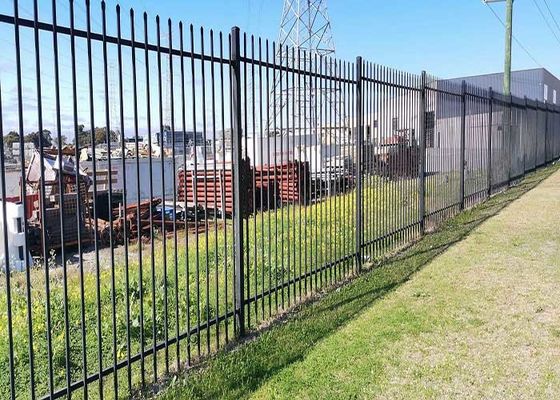 Modern Black Garden Zinc Post Square Tube Panels Wrought Iron Steel Fence With 7ft Width