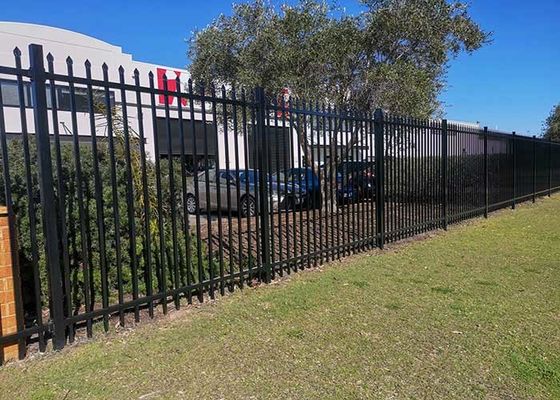 Modern Black Garden Zinc Post Square Tube Panels Wrought Iron Steel Fence With 7ft Width