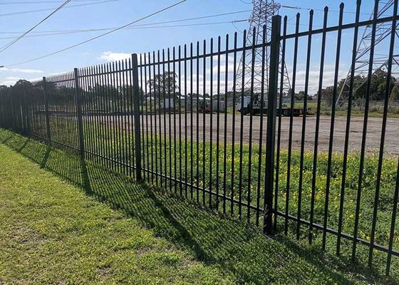 Garden Steel Fence Galvanized Black Spear Top Tubular Steel Panels 1.8*2.4m