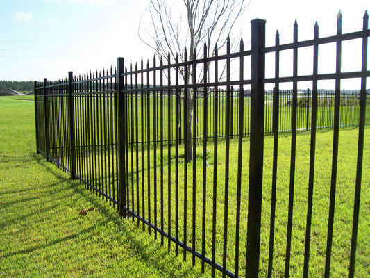 Powder Coated 2 Rail 5 Ft Tall Black Aluminum Fence