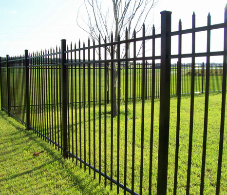 Powder Coating Wrought Iron Welded Wire Garden Fence Black Tubular