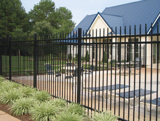 Powder Coating Wrought Iron Welded Wire Garden Fence Black Tubular